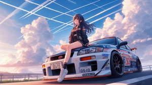 Artist, Artwork, Art, Digital Art, Ai Girls, Cars, Porsche, Anime Girl, 4K wallpaper
