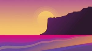 Artist, Artwork, Art, Digital Art, Sunset, Mountains, Cliff, 4K wallpaper
