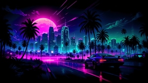 Artist, Artwork, Digital Art, Ai, Cars, Neon, City, Drive, 4K wallpaper