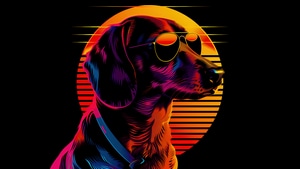 Dog, Animals, Synthwave, Artwork, Art, Digital Art, Ai, Artist, 4K wallpaper