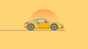 Yellow, Cars, Porsche, Minimalism, Artwork, Art, Digital Art, Artist, 4K wallpaper