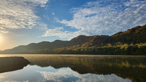 Nature, Mountains, River, Lake, Trees, Sky, 4K wallpaper