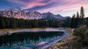 Mountains, Reflection, Trees, Rocks, Nature, 4K wallpaper
