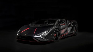 Lamborghini Sián FKP 37, Dark aesthetic, Black background, Black cars, 4K wallpaper