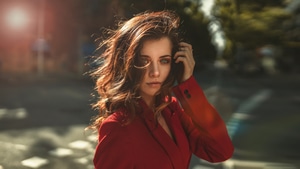 Girls, Model, Photoshoot, Red Dress, Hairs, Portrait, 4K wallpaper