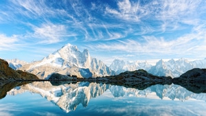 Reflection, Nature, Alps, Sky, Mountains, 4K wallpaper
