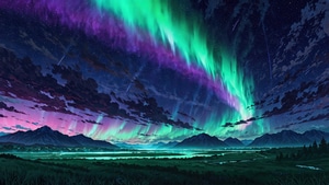 Aurora, Northern Lights, Clouds, Artist, Artwork, Digital Art, 4K wallpaper