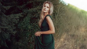 Girls, Model, Photoshoot, Green Dress, 4K wallpaper