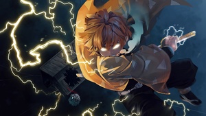 Zenitsu Agatsuma, Lightning Strike, Demon Slayer: Kimetsu no Yaiba, 4K wallpaper