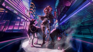 Artist, Artwork, Cyberpunk, Dogs, Gun, Digital Art, Artstation, 4K wallpaper