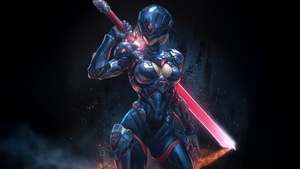 Artist, Artwork, Art, Digital Art, Ai, Cyberpunk, Warrior, Sword, 4K wallpaper