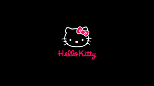 Hello Kitty, Black background, AMOLED, 4K wallpaper