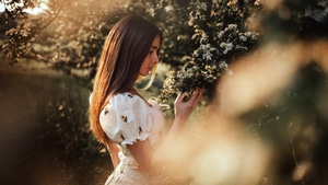 Girls, Model, Photoshoot, Floral, Dusk, 4K wallpaper