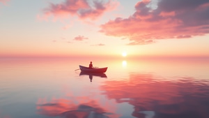 Artist, Artwork, Art, Digital Art, Ai, Boat, Sunset, Dusk, Clouds, 4K wallpaper