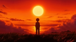 Artist, Artwork, Art, Digital Art, Anime Boy, Sunset, Horizon, 4K wallpaper