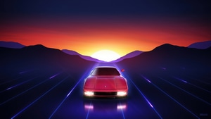 Ferrari, Synthwave, Vaporwave, Cars, Artist, Artwork, Digital Art, Behance, 4K wallpaper