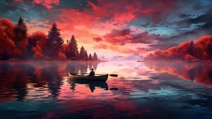 Artist, Artwork, Art, Digital Art, Nature, Ai, Boat, Trees, Mountains, Sky, Deviantart, 4K wallpaper