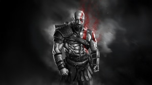 Kratos, Artwork, Digital Art, Monochrome, Black And White, Games, Video Games, Artstation, 4K wallpaper