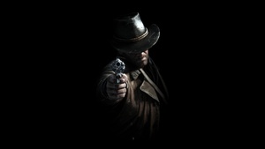 Arthur Morgan, Black background, Red Dead Redemption 2, AMOLED, 4K wallpaper