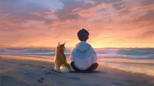Peace, Dog, Friend, Relaxing, Artist, Artwork, Digital Art, Artstation, 4K wallpaper