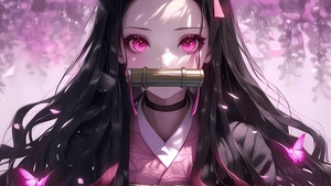 Nezuko Kamado, Pink aesthetic, Demon Slayer: Kimetsu no Yaiba, 4K wallpaper
