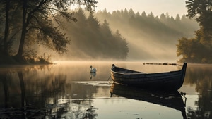 Boat, Duck, Nature, Morning, Evening, 4K wallpaper