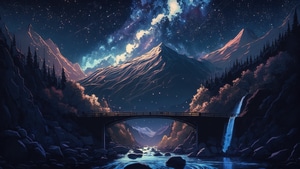 Bridge, Valley, Ai, Artist, Artwork, Digital Art, 4K wallpaper