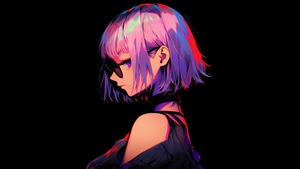 Anime Girl, Anime, Oled, Dark, Black, Artist, Artwork, Digital Art, 4K wallpaper