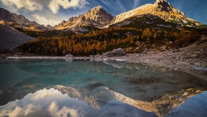Mountains, Reflection, Sky, Nature, 4K wallpaper