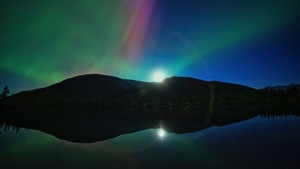 Mountains, Reflection, Aurora, Northern Lights, Nature, 4K wallpaper