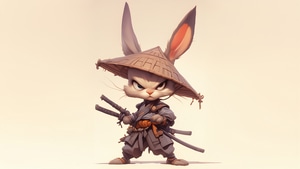 Samurai, Rabbit, Illustration, Artist, Artwork, Digital Art, , 4K wallpaper