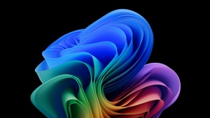 Windows 11, Bloom, Colorful abstract, Multicolor, Black background, AMOLED, ​​Microsoft Copilot, 4K wallpaper
