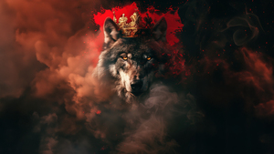 Wolf, Crown, King, Smoke, AI art, 4K wallpaper