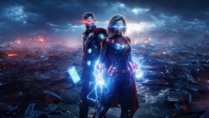 Thor, Captain Marvel, Superheroes, Artwork, Digital Art, Ai, , 4K wallpaper