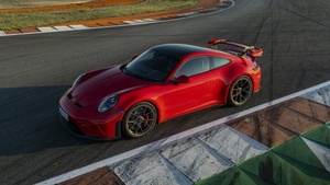 Porsche 911 GT3, Red cars, Race track, 4K wallpaper