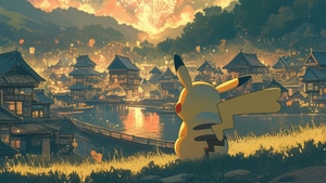 Pikachu, Anime, Cartoons, Fireworks, Ai, Artist, Artwork, Digital Art, 4K wallpaper