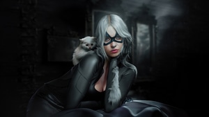 Black Cat, Superheroes, Artwork, Digital Art, 4K wallpaper