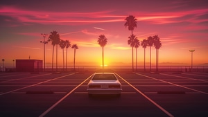Retro, Cars, Synthwave, Sunset, Artist, Artwork, Digital Art, 4K wallpaper
