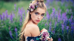 Blonde, Girls, Model, Field, 4K wallpaper