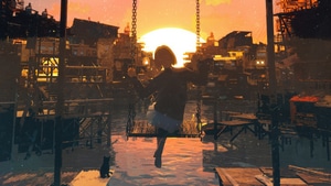 Swing, Anime Girl, Anime, Summer, Artist, Artwork, Digital Art, Artstation, 4K wallpaper