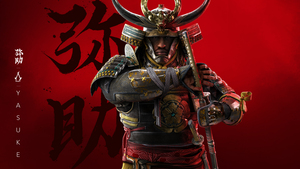 Yasuke, Assassins Creed Shadows, Red background, 2024 Games, 4K wallpaper