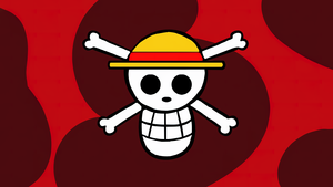 Straw Hat Pirates, Logo, One Piece, Monkey D. Luffy, Red background, 4K wallpaper