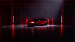 Tesla Model 3, Performance car, Red aesthetic, Red cars, Dark red, 4K wallpaper