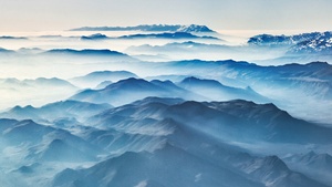 Mountain Peaks, Aerial view, Alps mountains, Cold, Foggy, 4K wallpaper