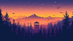 Firewatch, Minimalism, Minimalist, Artist, Artwork, Digital Art, 4K wallpaper