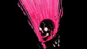 Ghost Rider, Skull, Pink, Black background, Marvel Superheroes, AMOLED, 4K wallpaper