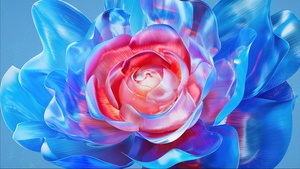 Digital flower, Blue aesthetic, Luminescence, 4K wallpaper