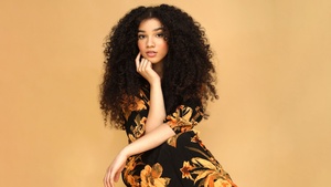 Malia Baker, Canadian actress, Beautiful actress, Pastel yellow, 4K wallpaper