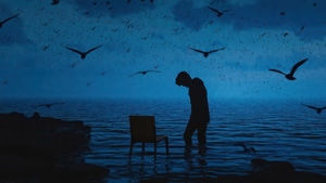 Sad, Alone, Silhouette, Birds, Ocean, Chair, Artist, Artwork, Digital Art, 4K wallpaper