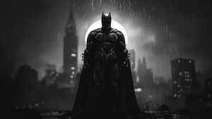Batman, Superheroes, Digital Art, Artwork, Ai, Monochrome, Black And White, Deviantart, 4K wallpaper